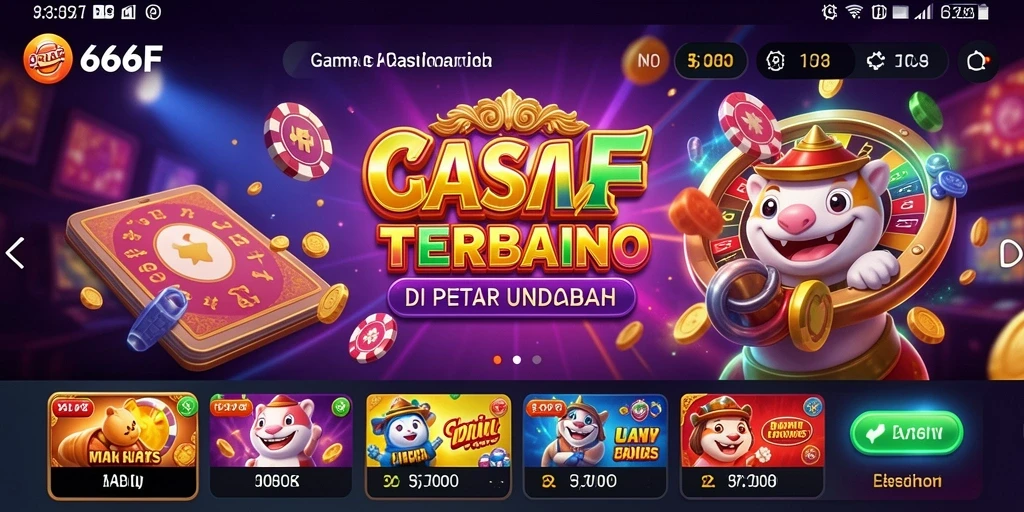 Gameplay mendebarkan dalam aplikasi Kasino 666F.