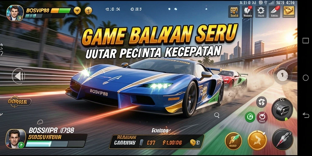 Tampilan gameplay <strong>BOSVIP88</strong> yang mendebarkan dan penuh aksi balapan.