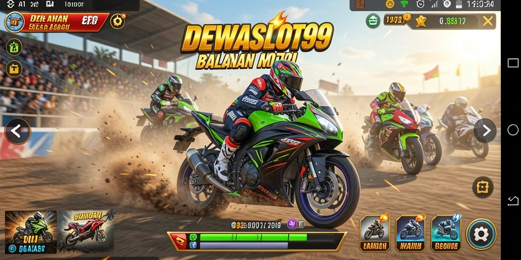 Tangkapan layar DEWASLOT99 menunjukkan aksi balapan motor yang mendebarkan.