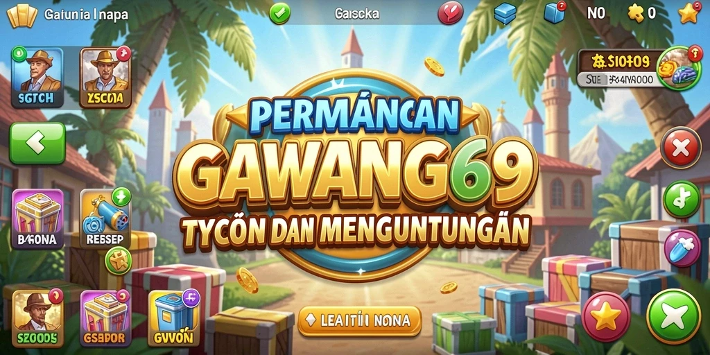 Tampilan gameplay GAWANG69 dengan elemen manajemen Tycoon.