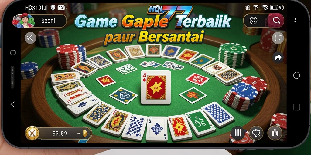 Screenshot gameplay HQ777 menampilkan suasana permainan Gaple yang seru.