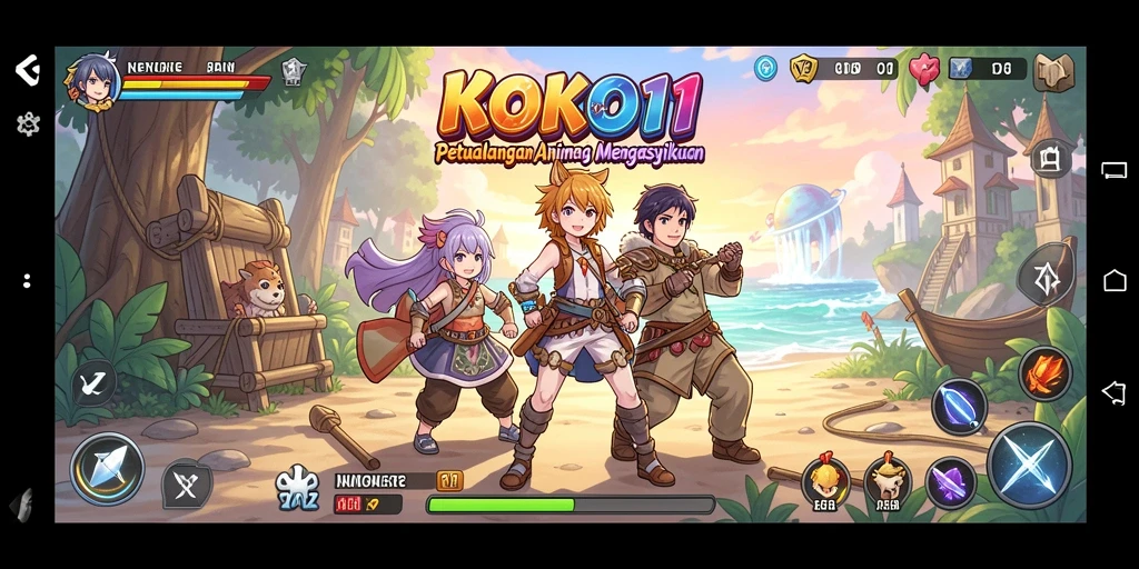 Tampilan seru gameplay KOKO11 yang penuh warna.