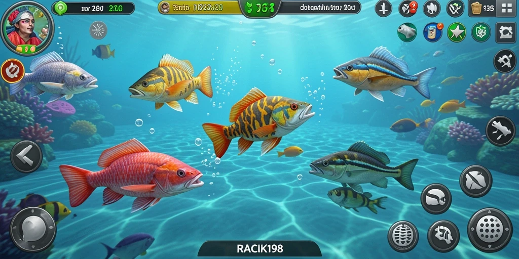 Screenshot utama RACIK198 menampilkan gameplay seru Tembak Ikan.