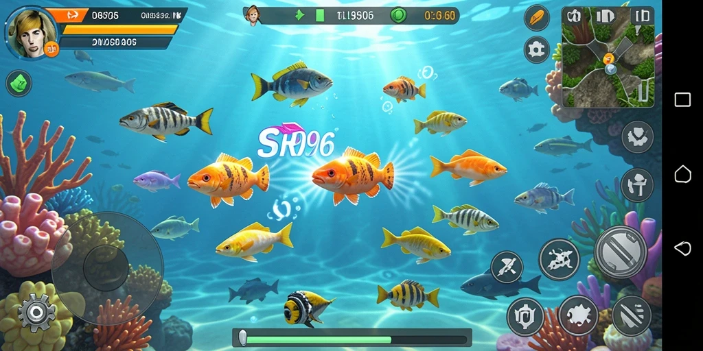 Tampilan gameplay SR996 yang seru saat menembak ikan.